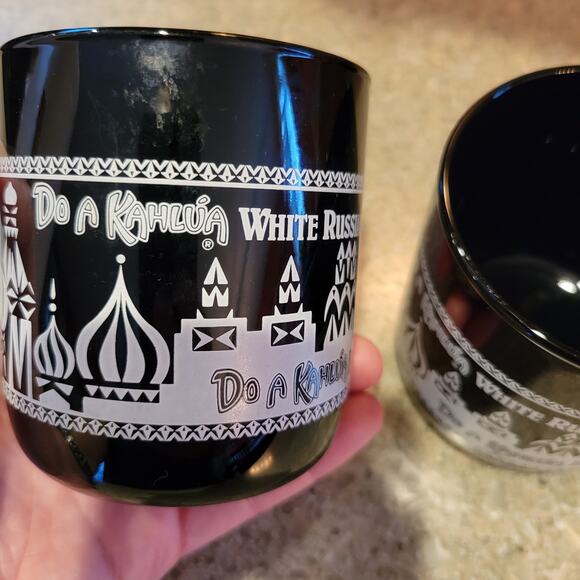 Set of 2 Kahlua Black Amber Drink Glasses White Russian Black Russian Libbey USA - Picture 6 of 7